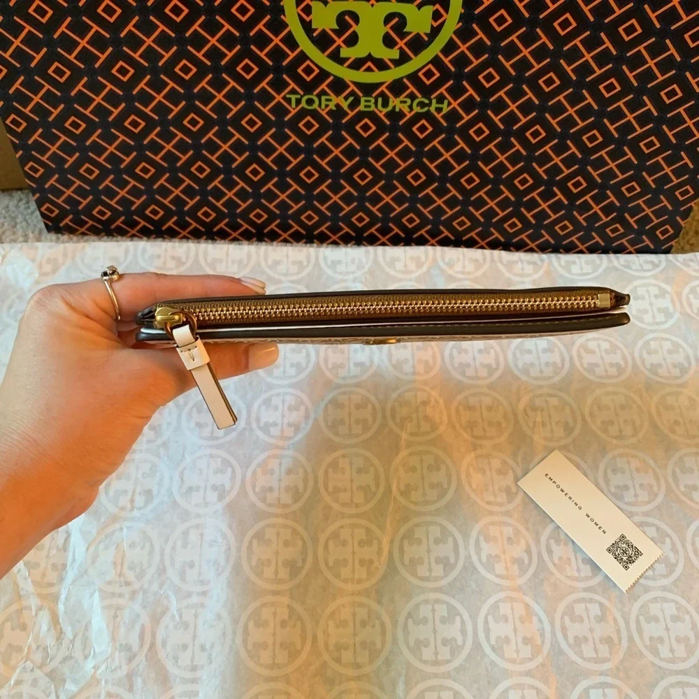 Tory Burch Walker Printed Zip Slim Wallet Ditsy Borders Floral